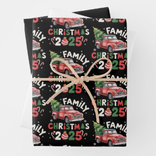 Kerstmis 2025 Crew Groep Familie Matching Familie Inpakpapier Vel