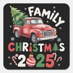 Kerstmis 2025 Crew Groep Familie Matching Familie  Vierkante Sticker