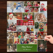 Kerstmis 22 Fotocollage met familienaam Groen Legpuzzel