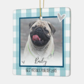 Kerstmis 2 Foto Blue Country Pset Keramisch Ornament (Links)