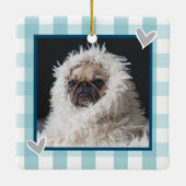 Kerstmis 2 Foto Blue Country Pset Keramisch Ornament (Achterkant)