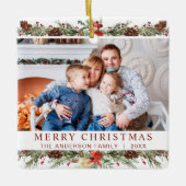 Kerstmis 2 foto rustieke botanische bossen keramisch ornament (Voorkant)