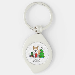 Kerstmis 2 Pembroke Welsh Corgi (rode 1) Boom Cute Sleutelhanger