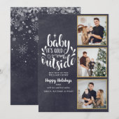 Kerstmis 3 Foto Collage Boho Krijtbord Feestdagenkaart (Voorkant / Achterkant)