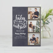 Kerstmis 3 Foto Collage Boho Krijtbord Feestdagenkaart (Staand voorkant)