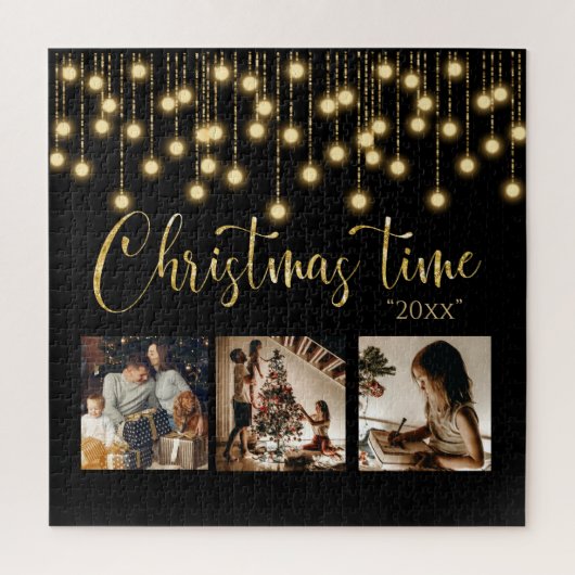 Kerstmis 3 Foto collage Rustige lichten Legpuzzel (Verticaal)