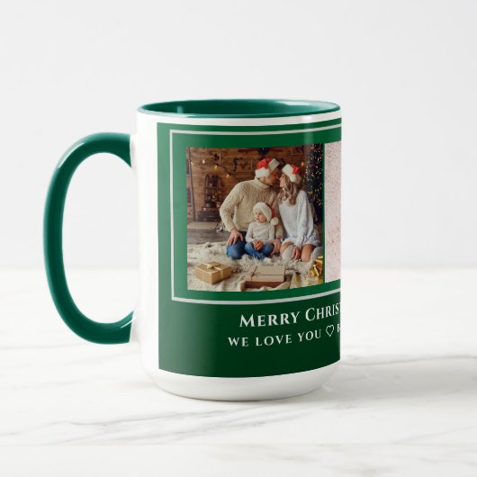 Kerstmis 3-fotocollage unieke familiekleutel mok (Links)