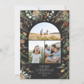 Kerstmis 3 waterverf botanische flora feestdagenkaart (Voorkant)