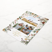 Kerstmis 3 waterverf botanische flora folie feestdagenkaart (Gedraaid)