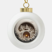 Kerstmis 3D open haard bomen Keramische Bal Ornament (Voorkant)