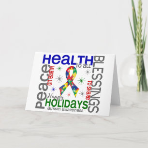 Kerstmis 4 Sneeuwvlokken van het Autisme Feestdagen Kaart