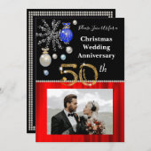 Kerstmis 50e trouwdag zwart en goud in kaart (Voorkant / Achterkant)