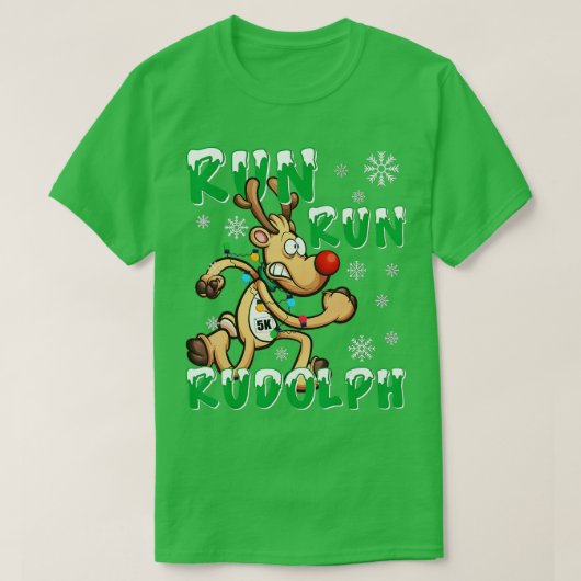 Kerstmis, 5.000 uur met Rudolph Holiday Team T-shirt (Design voorkant)