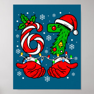 Kerstmis 67 Candy Cane Zes Zeven Meme Lichtjes San Poster