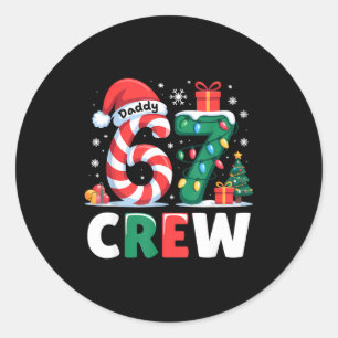Kerstmis 67 Crew Papa 6-7 Grappige Bijpassende Can Ronde Sticker