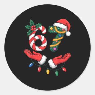 Kerstmis 67 Handen Gebaar Suikerstokken Kerstman V Ronde Sticker