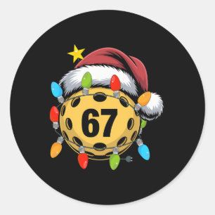 Kerstmis 67 Meme Picklebyll Kerstman Hoed Grappige Ronde Sticker