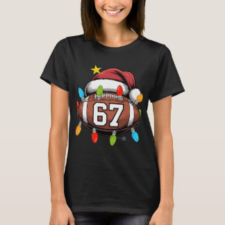 Kerstmis 67 Meme Voetbal Kerstman Muts Grappige Ke T-shirt