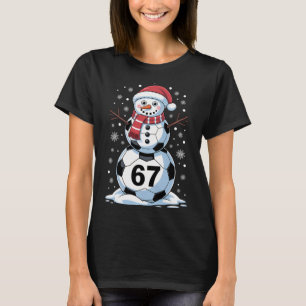Kerstmis 67 Meme Voetbal Sneeuwman Boom Grappig Ke T-shirt