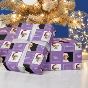 Kerstmis - Aangepast fotosjabloon Paars Cadeaupapier