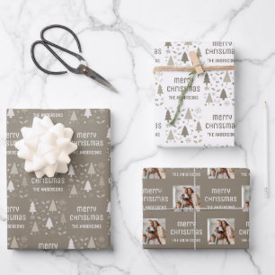 Kerstmis Aangepaste Foto Familie Naam Inpakpapier Vel