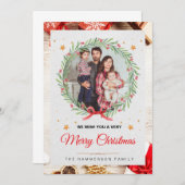 Kerstmis aangepaste fotokaart uitnodiging (Voorkant / Achterkant)