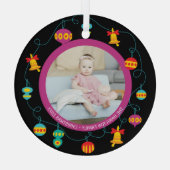 Kerstmis - Aangepaste Fun Modern Wreatfoto Glas Ornament (Achterkant)