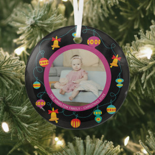 Kerstmis - Aangepaste Fun Modern Wreatfoto Glas Ornament