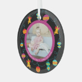 Kerstmis - Aangepaste Fun Modern Wreatfoto Glas Ornament (Voorkant links)