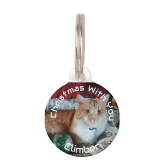 Kerstmis Aangepaste Kat Twee Foto's Naam Huisdierpenning