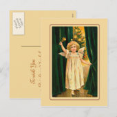 Kerstmis Aankondigen Vintage Kleine Engel Feestdagenkaart (Voorkant / Achterkant)