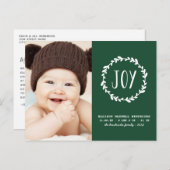 Kerstmis - aankondiging groene feestdag foto briefkaart (Voorkant / Achterkant)