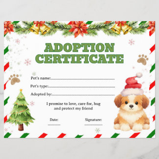 Kerstmis adopteer een huisdier certificaat bewerkb flyer