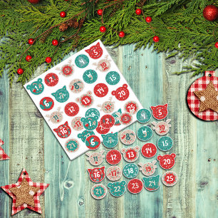 Kerstmis Advent Nummers Sticker