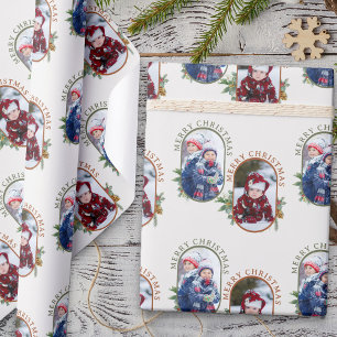 Kerstmis afgeronde lozenge 2 foto cadeaupapier