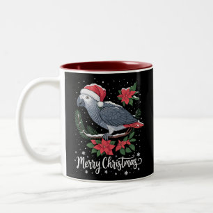 Kerstmis Afrikaanse Grijze Papegaai Tweekleurige Koffiemok