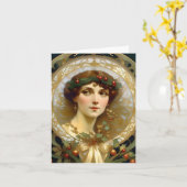 Kerstmis - AI - Art Nouveau - B Kaart (Gele Bloem)