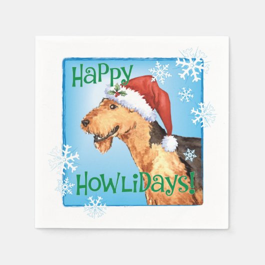 Kerstmis Airedale Servet (Voorkant)