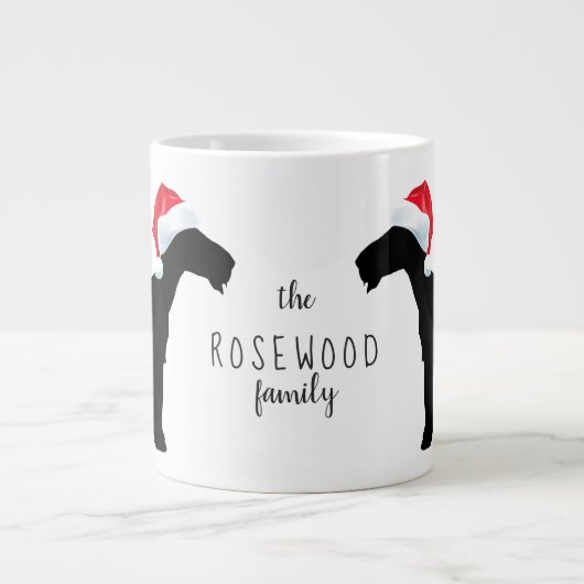 Kerstmis: Airedale Terrier Dogs Santa Hat Monogram Extra Grote Beker (Voorkant)