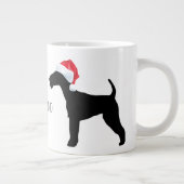 Kerstmis: Airedale Terrier Dogs Santa Hat Monogram Extra Grote Beker (Rechts)