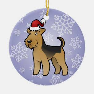 Kerstmis Airedale Terrier/Welsh Terrier Keramisch Ornament