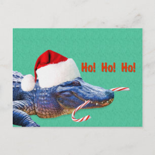 Kerstmis, Alligator met Santa Hat Feestdagenkaart