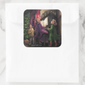 Kerstmis Along Vierkante Sticker (Tas)