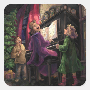 Kerstmis Along Vierkante Sticker