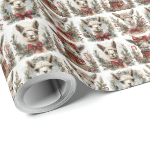 Kerstmis Alpaca Thema Kerstcadeau Inpakpapier