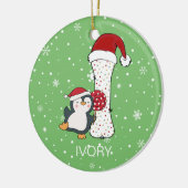 Kerstmis Alphabet I Santa Hat Penguin Sneeuwvlok Keramisch Ornament (Links)