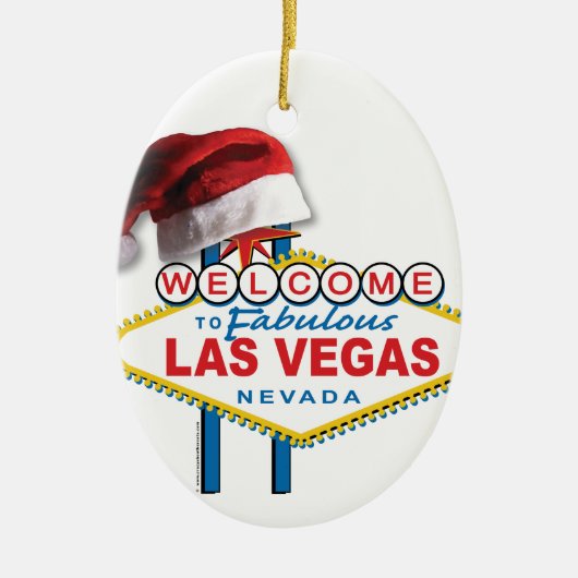 Kerstmis als Vegas Sign. Keramisch Ornament (Voorkant)