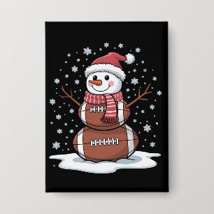 Kerstmis American Football Sneeuwman Xmas Sport Button