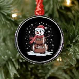 Kerstmis American Football Sneeuwman Xmas Sport Metalen Ornament