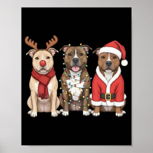 Kerstmis Amerikaanse Pitbull Terrier Kerst Pittie Poster
